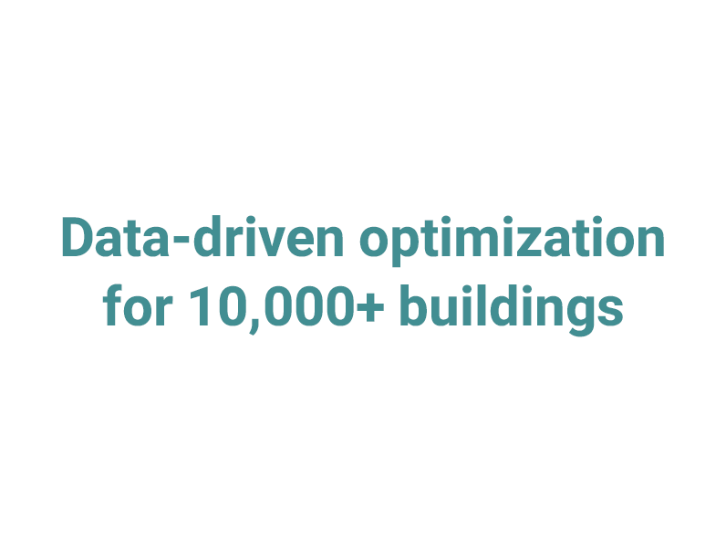 Image with the text „data-driven optimization for 10,000 plus buildings“
